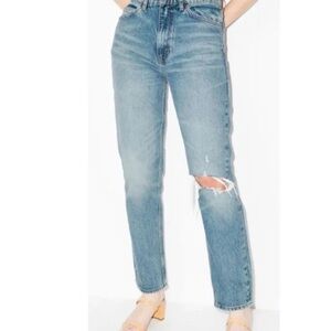 Re/Done 70s Stovepipe Ripped Knee Jeans Button Fly - 24